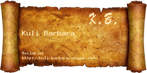 Kuli Barbara névjegykártya